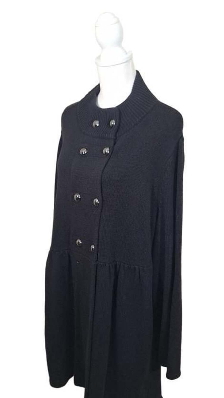 Style & Co Blk. Mock/Tunnel Neck Sweater Coat, 2X Military Style Dark Academia - Picture 4 of 11